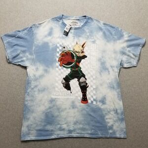 My Hero Academia Anime Shirt Mens Large Blue Tie‎ Dye Short Sleeve